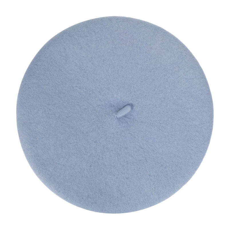ZLYC Wool French Beret Hat Solid Color Beret Cap for Women Girls (Sky Blue) - Image 4